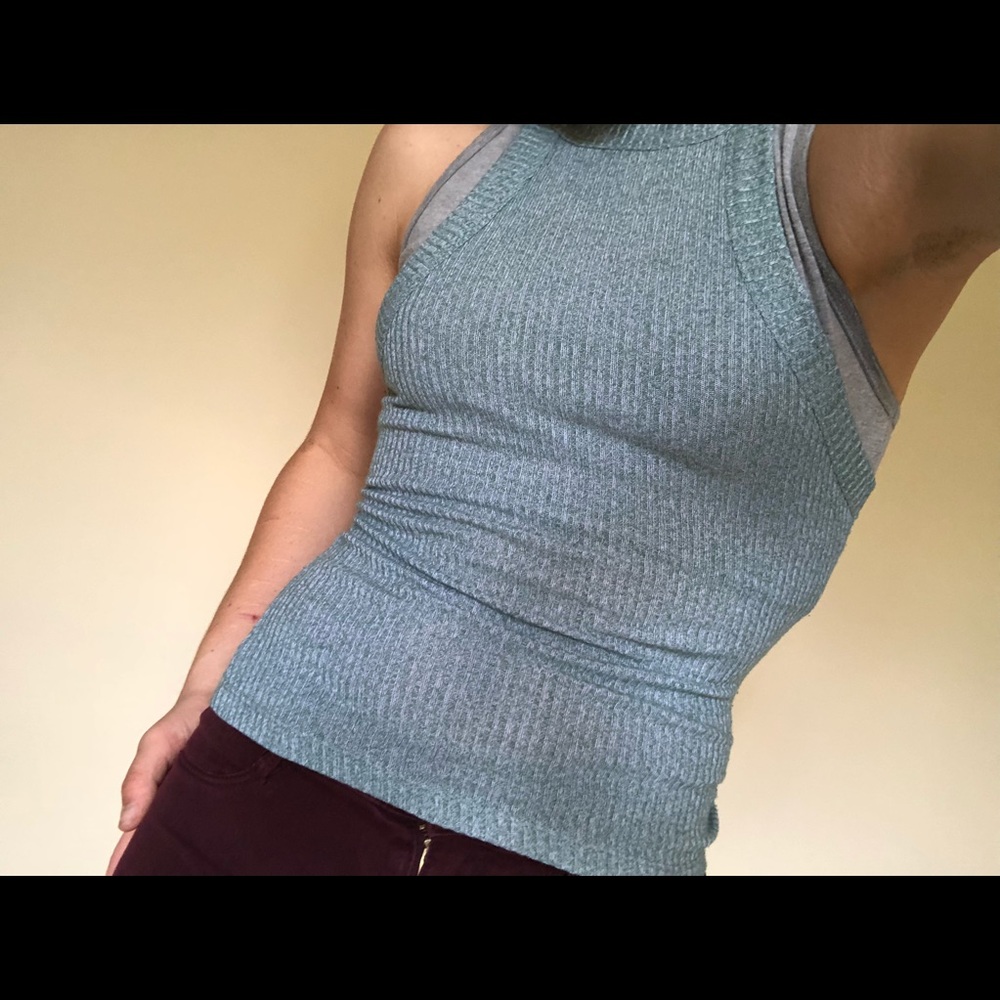 Light Blue cotton short tank-top